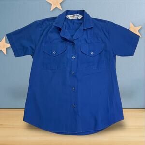 Vintage Topsville Boys Button-Up Shirt – Dark Blue – Size 6 – Made in Malaysia
